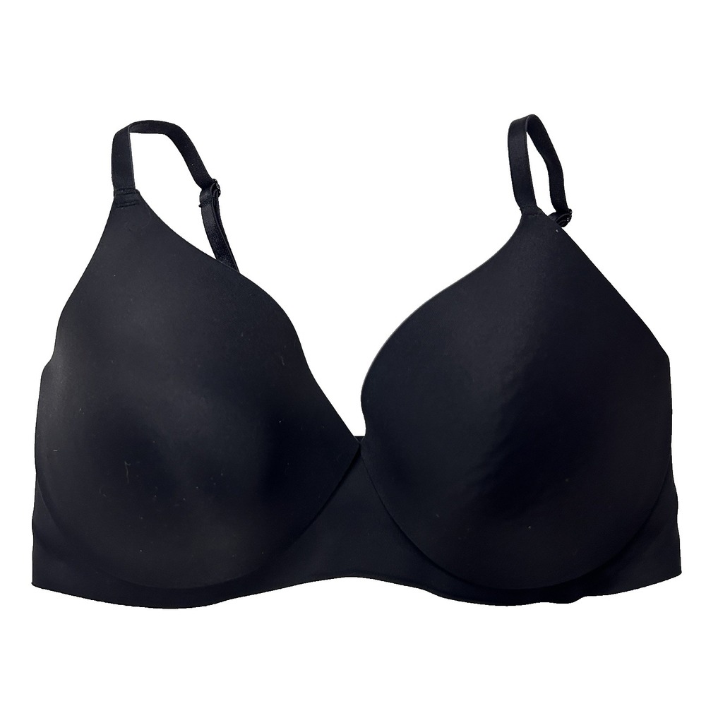 Eby Bra 34DD Black Seamless Wirefree Wireless Plunge Full Coverage Opaque